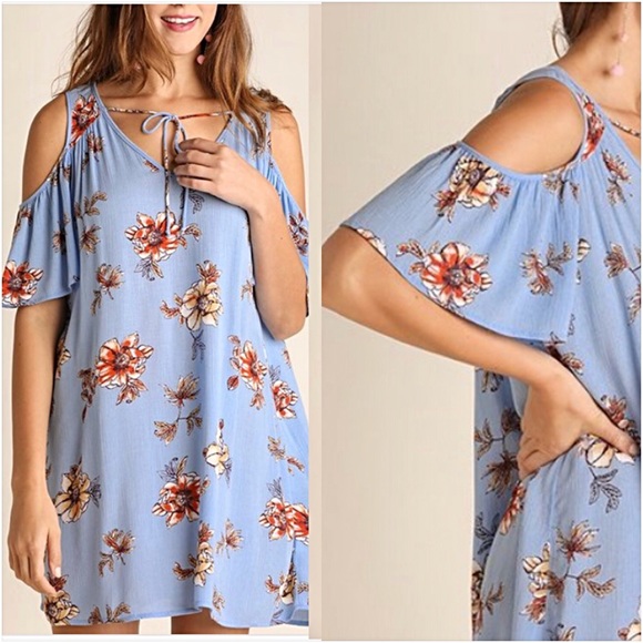 Floral Cold Shoulder Tunic Dress SML - Picture 2 of 7